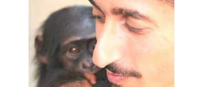 Ofir Drori with chimp