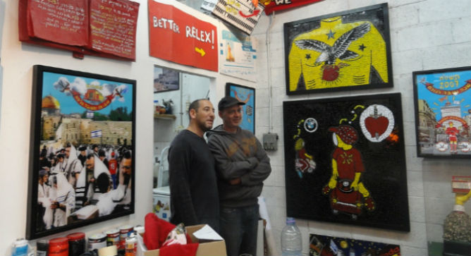 Yuval Caspi, left, and Ido Shemi, right, at their shared gallery in South Tel Aviv. Photo by Karin Kloosterman
