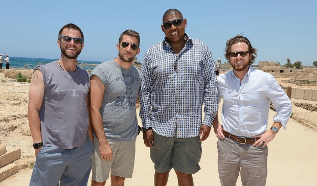 csi-stars CSI stars, from left, Carmine Giovinazzo, Jonathan Togo, Omar Benson Miller and AJ Buckley enjoying Caesarea. Photo by Michael Kovac/WireImage