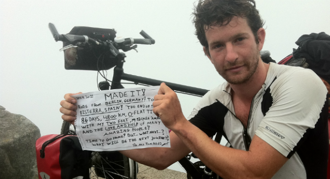 Peled at the end of his European bike ride.