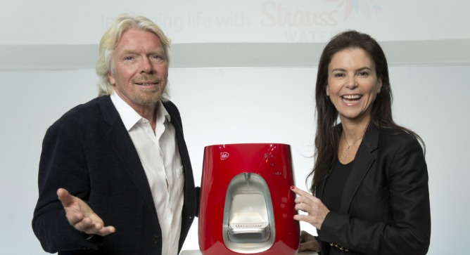 Richard Branson and Ofra Strauss introducing Virgin Pure.