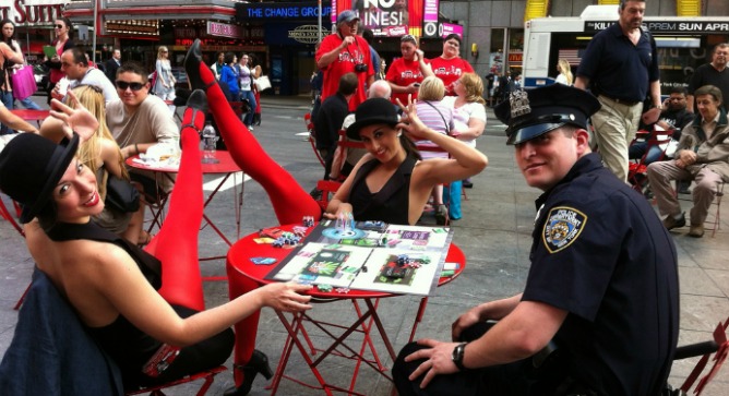 They’re even playing FreshBiz in Times Square.