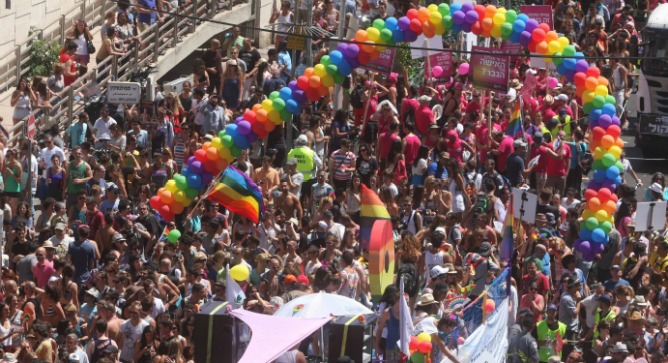 Crowds of people thronged to Tel Aviv for the Gay Pride Parade. Photo by Roni Schutzer/Flash90.