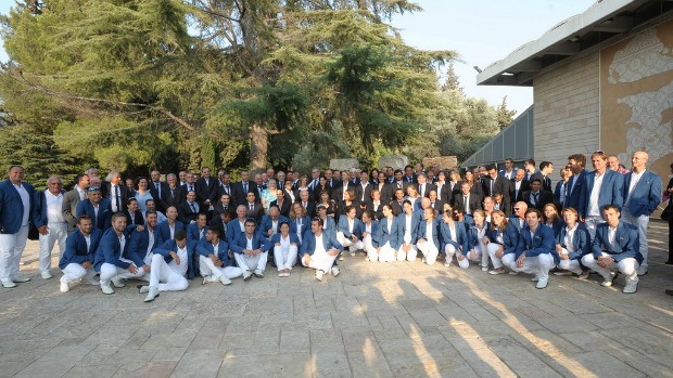 The Olympic and Paralympic teams at the President’s Residence. Photo by Abigail Klein Leichman