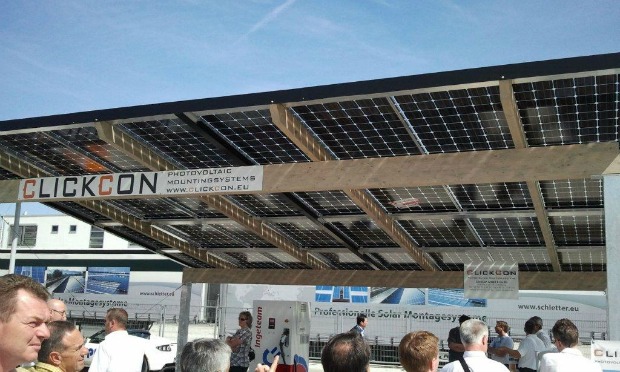 bsolar-panels The bifacial solar panels in an installation.