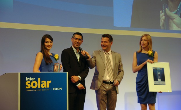 tigi-solar-intersolar Tigi’s Zvika Klier accepting an Intersolar Europe prize in June.