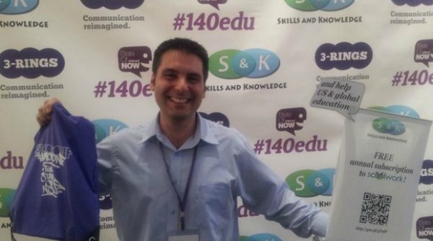 shachar-tal-ny Shahar Tal promoting sCoolWork at New York’s #140edu event.