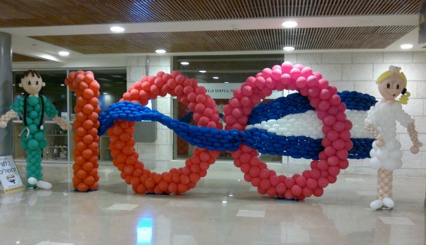 hadassah-100 The Hadassah-Hebrew University Medical Center at Ein Kerem was festively decorated for the global medical organization’s centennial. Photo by Abigail Klein Leichman