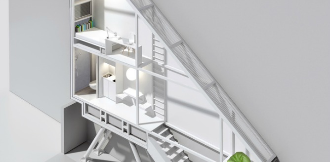 An artist’s rendering of the interior of Keret House. Photo courtesy of Centrala.