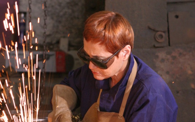 Dina Merhav at her workshop.