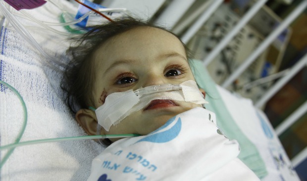gazan-baby Leen recovering after her surgery performed by Save a Child’s Heart. Photo by Sheila Shalhevet.