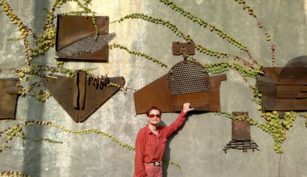 Merhav outside her workshop.