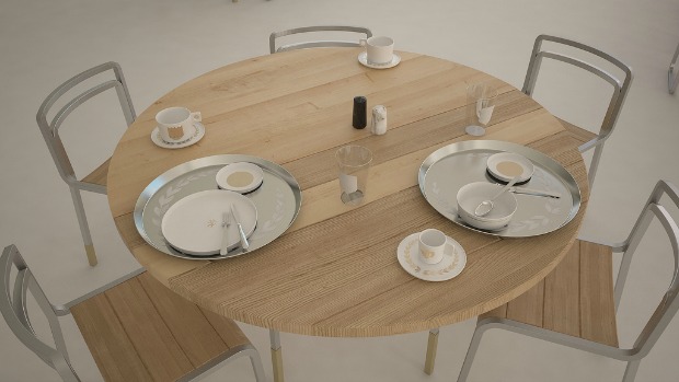 Cafeteria furnishings designed by Debbi and Rosin for the Van Leer Institute.