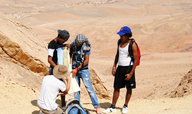 tikun-olam-trip Tikun Olam students on a trip in the Eilat mountains.