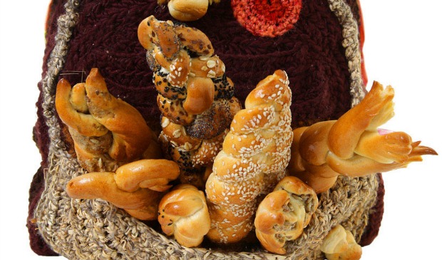 An Eastpak Artist Studio Bag stuffed with Scheft’s breads.