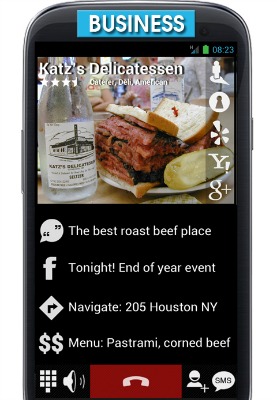 If you order deli from an unknown address, CallApp provides you with a Google map, clickable coupons and a menu, and even a taxi to get there.