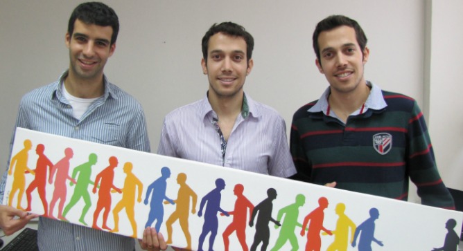 Tomigo’s management team includes Tal Moran, right; his twin Nimrod, center; and Lior Atias.