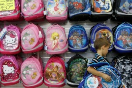 Buying school bags in preparation for the first day of school. Photo by Flash90.