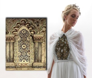 Chiffon wedding gown by Levi Shenhav, inspired by a Spanish synagogue.