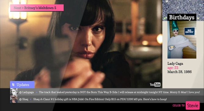 A sample of Stevie’s Celeb TV channel.