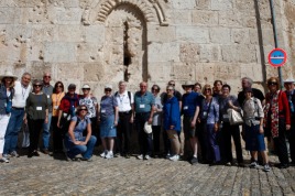 The Journey to Israel group in the Old City of Jerusalem. That’s me, third from right in the blue hat. Photo by Ariel Jerozolimski