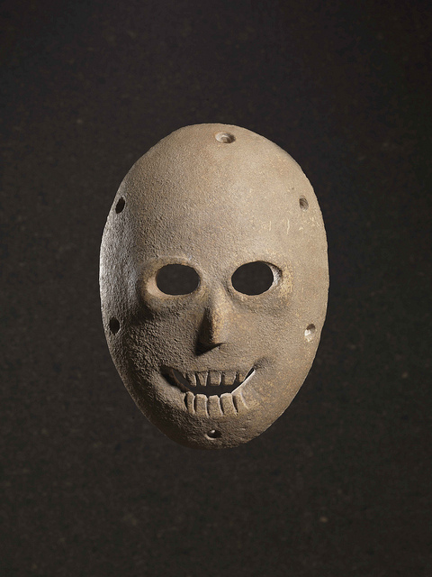This Neolithic mask was found in Nahal Hemar Cave in the Judean Desert and is decorated with paint.