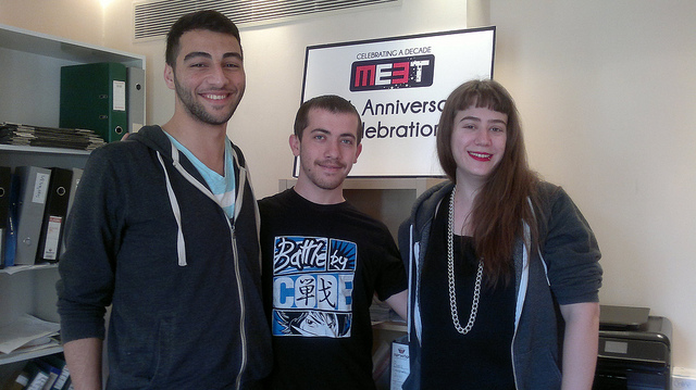 Ahmed Shawish, David Heller and Eden Averbukh. Photo by Abigail Klein Leichman