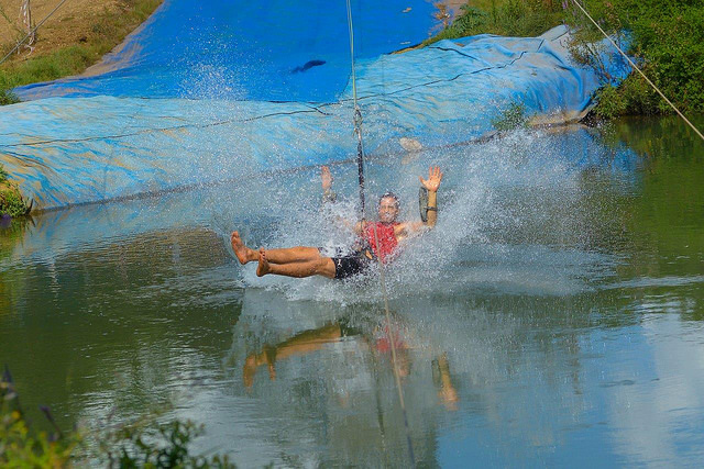 The Kfar Blum Kayaking Center also offers an Omega zip line through the water. Photo courtesy of Kfar Blum