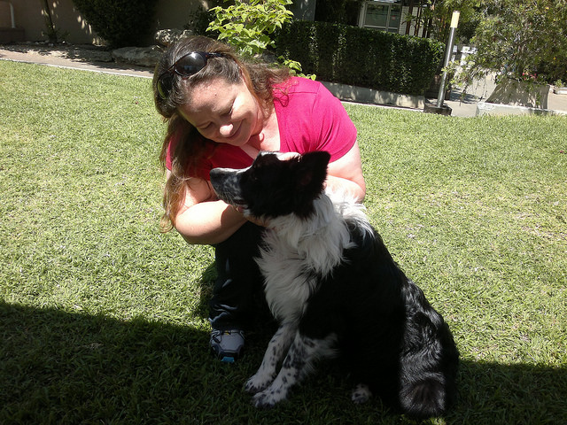 Einav Gissinger and Nelson on the final day of the dog therapy course at Broshim. Photo by Abigail Klein Leichman.