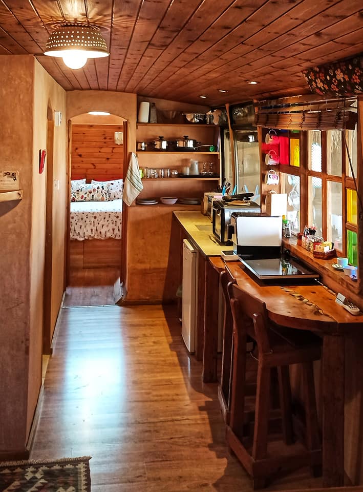 A view from a kitchen inside a Zimmerbus. Photo courtesy of Zimmerbus