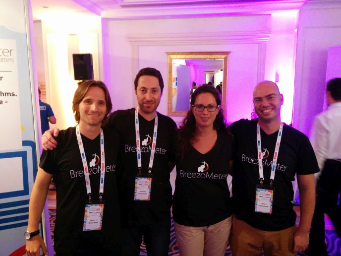 The BreezoMeter staff includes, from left, Ziv Lautman, Emil Fisher, Revital Hendler and Ran Korber.