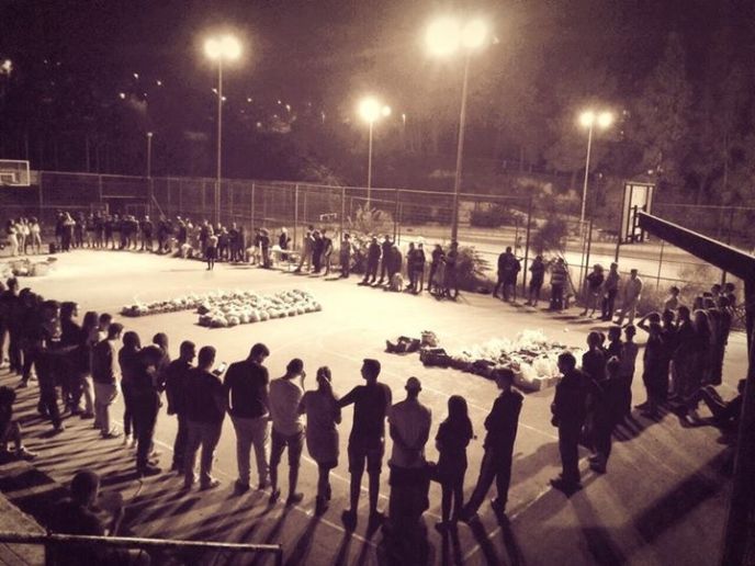 Five SAHI clubs at a ceremony before distributing 250 Rosh Hashana food packages to needy Jerusalem families.