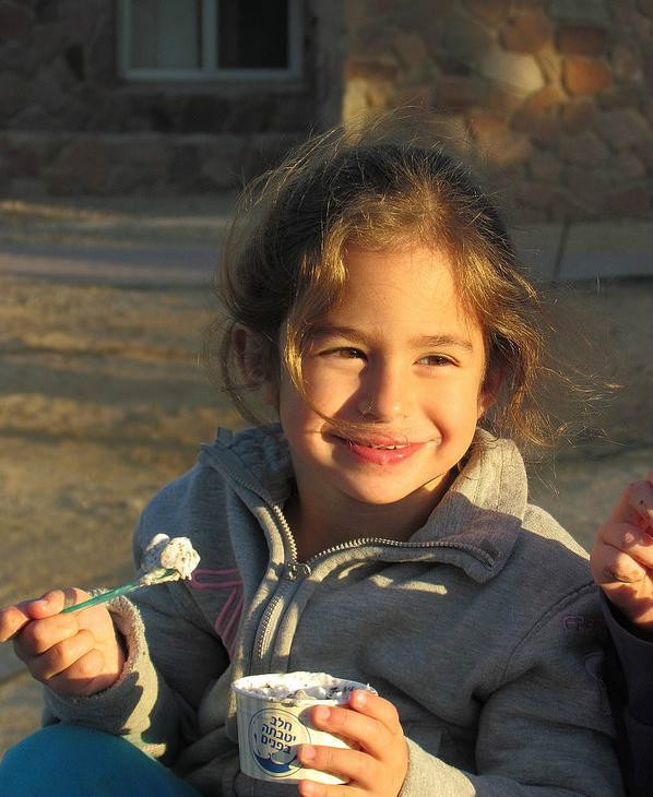 Enjoying ice cream at Yotvata.