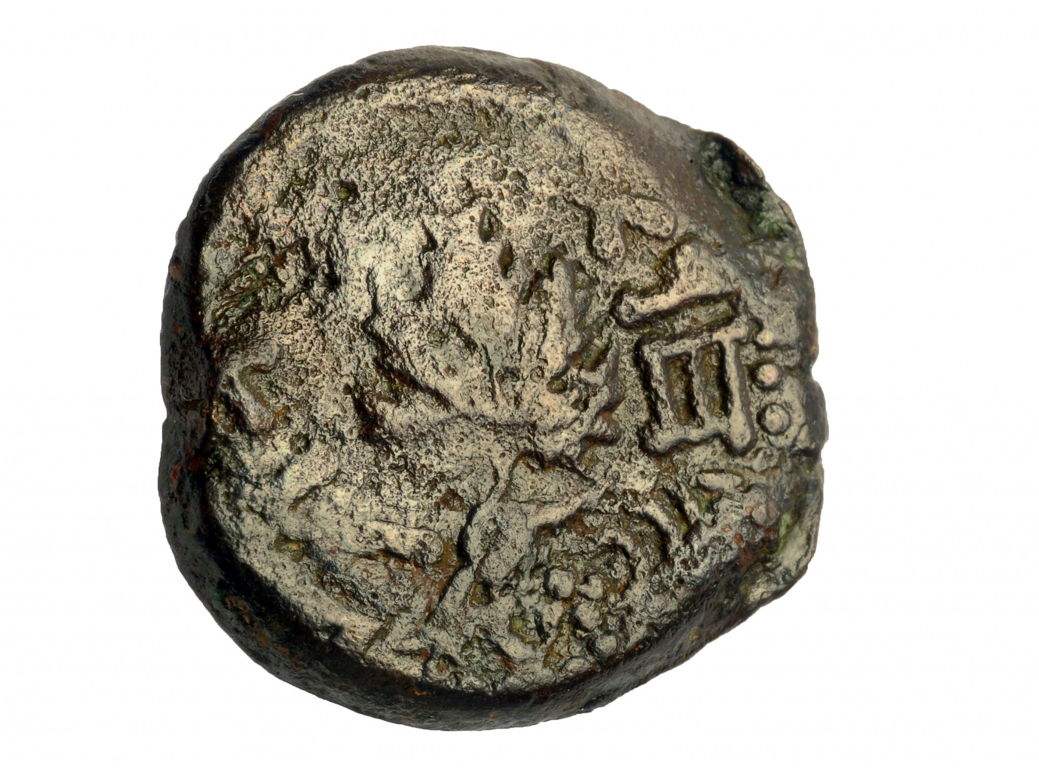 Coin from the period of the Great Revolt against the Romans, discovered in the destruction layer atop the street from the Second Temple period. Photo: Carla Amit, courtesy of the Israel Antiquities Authority. Coin from the period of the Great Revolt against the Romans, discovered in the destruction layer atop the street from the Second Temple period. Photo: Carla Amit, courtesy of the Israel Antiquities Authority.