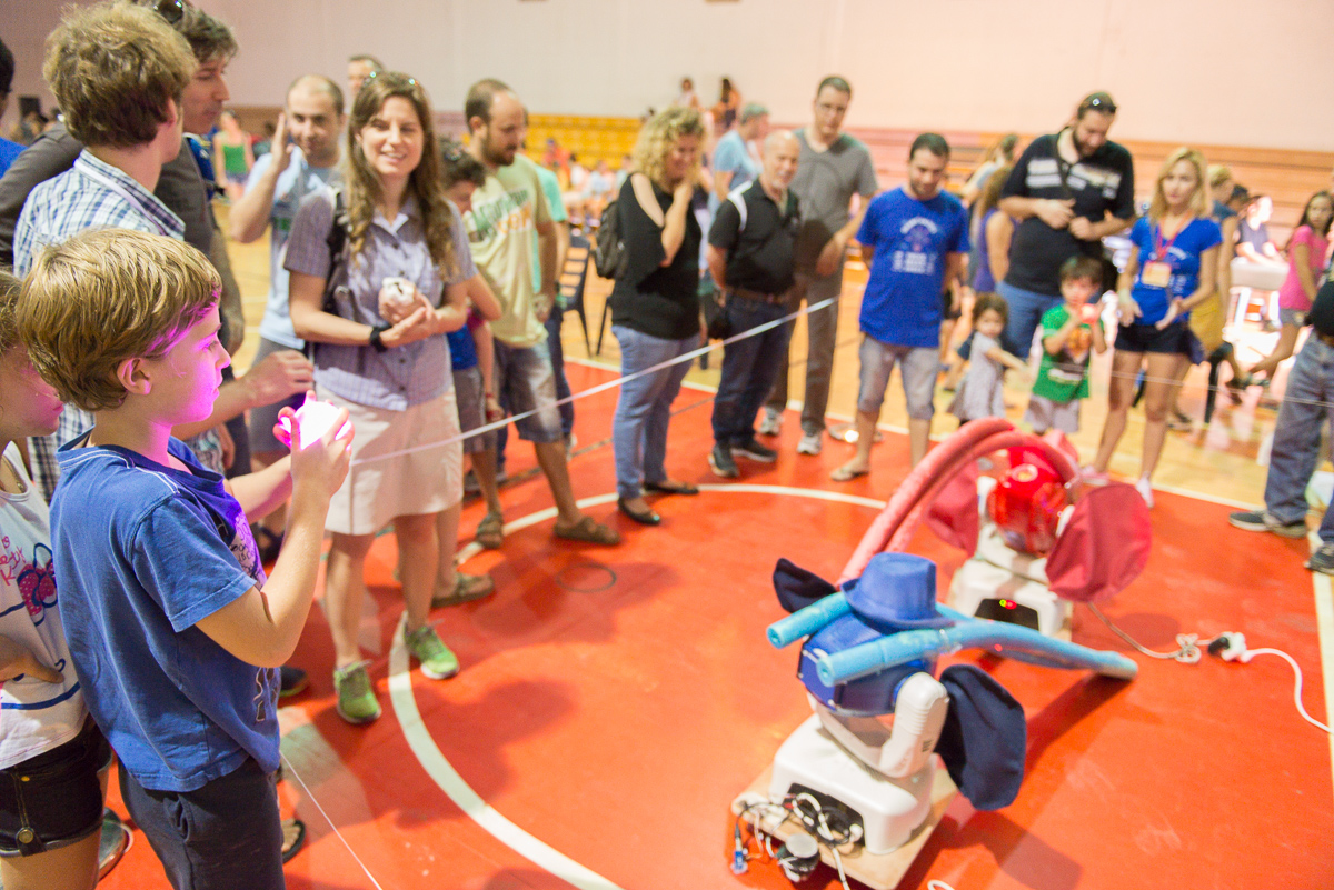 Geekcon spectators enjoyed watching the fighting elephant, though it has no practical purpose. Photo Tal Douek Geekcon spectators enjoyed watching the fighting elephant, though it has no practical purpose. Photo: Tal Douek