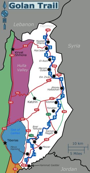 Map of the Golan Trail. Image: courtesy
