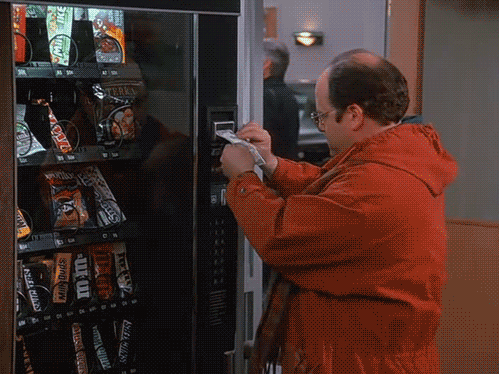 tumblr_md6qgkifrb1rhnyg2o1_500 George tries his luck at a vending machine