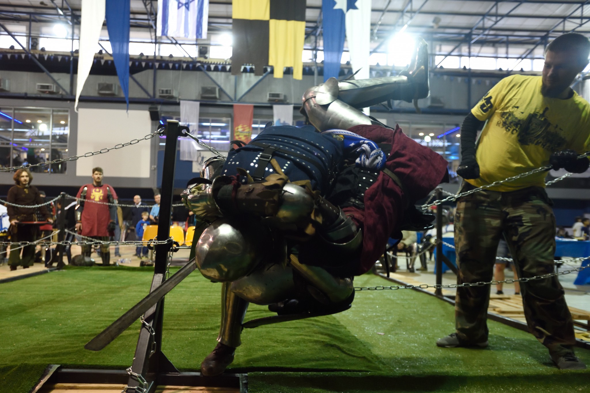 Clash of chain mail and swords in the ring. Photo by Gili Yaari/FLASH90