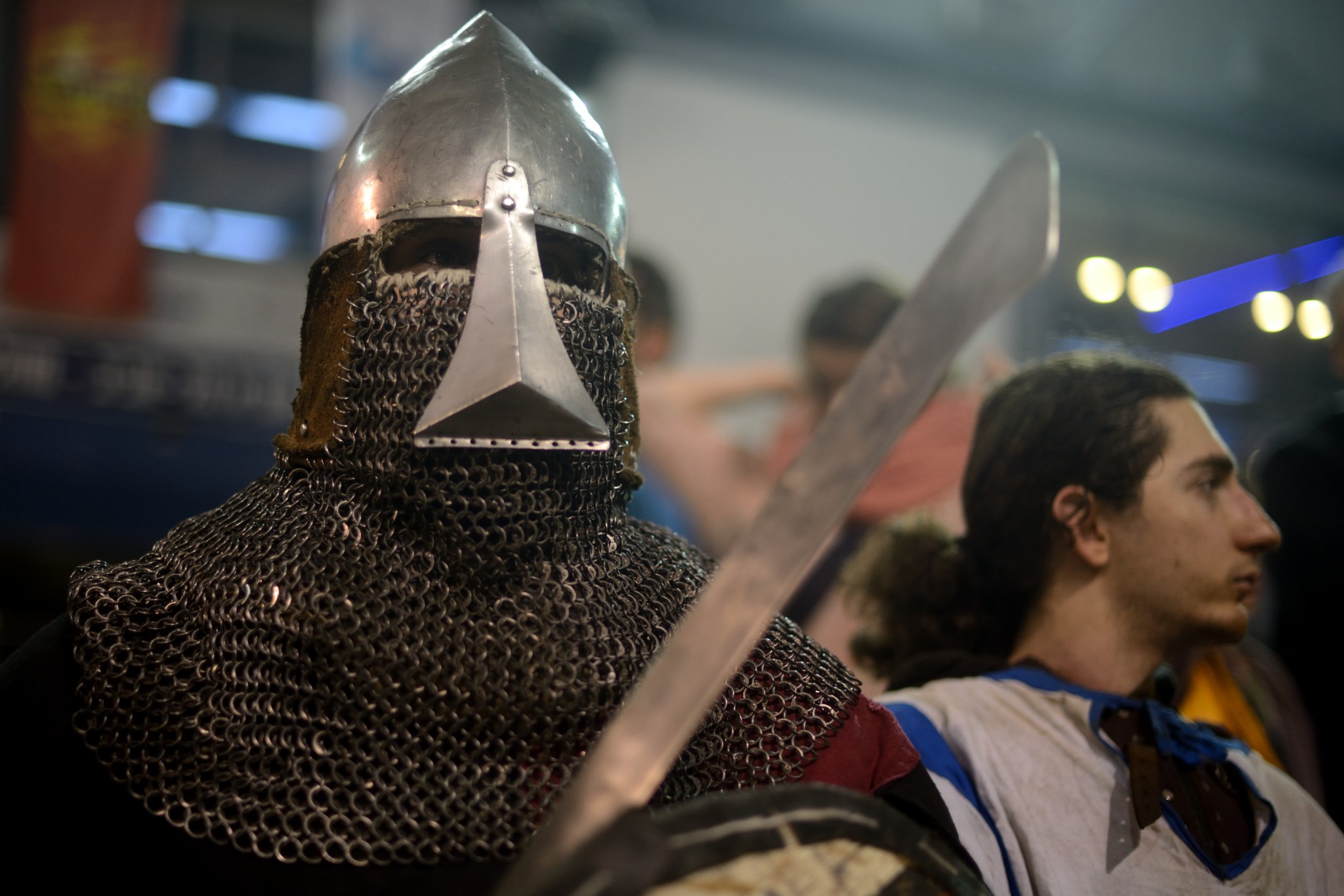 Medieval Fighting fighters ready to go into the arena in the World Medieval Fighting Championship WMFC-Israeli challenge on Jan. 23, 2016. Photo by Gili Yaari/FLASH90