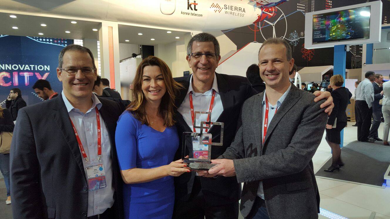 Anagog team celebrates  'Best Mobile Innovation in Automotive Award' at the 2016 Mobile World Congress in Barcelona. Photo via Facebook