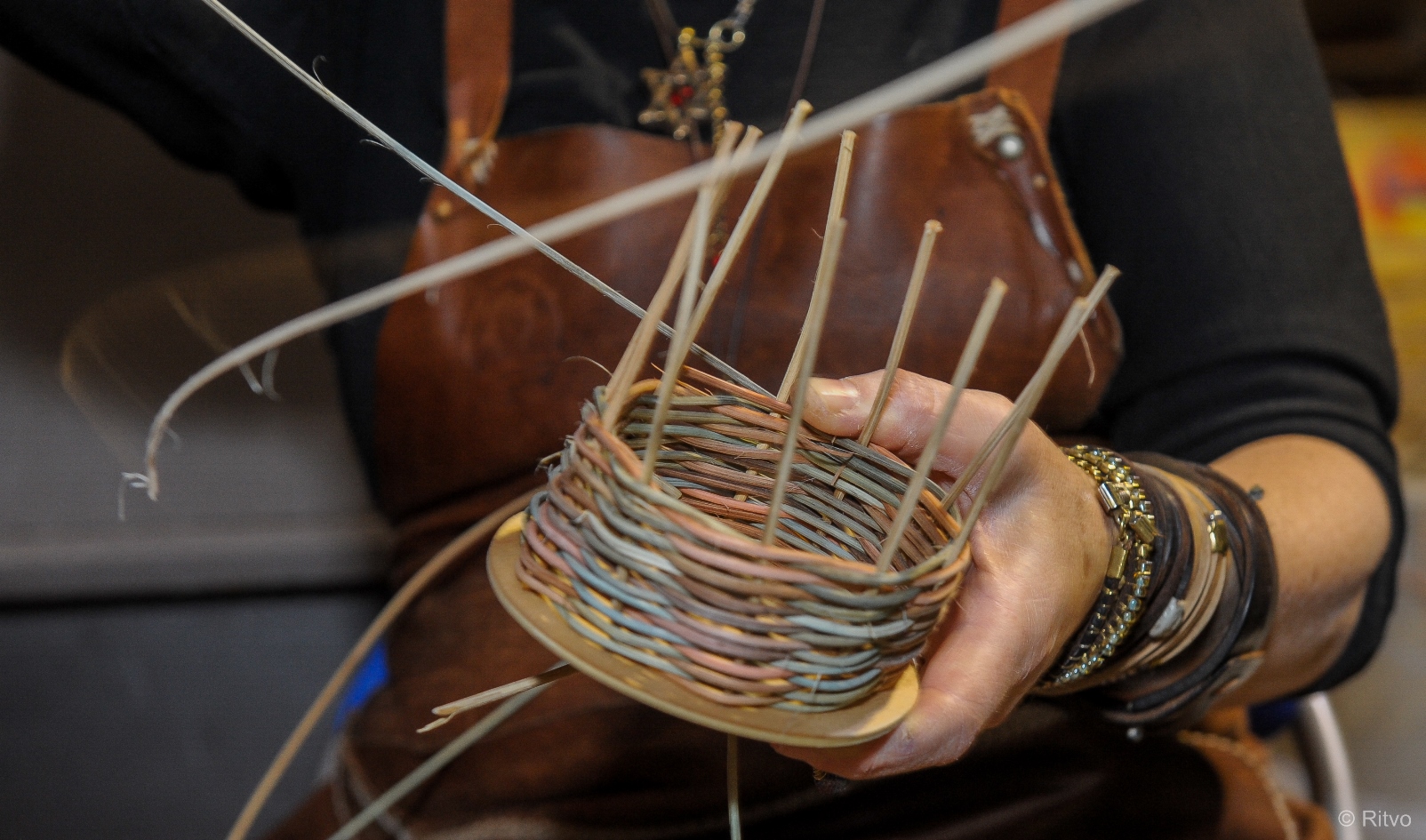 Sima Oren with one of her creations in progress at the Knights Kingdom in Acre. Photo courtesy of Treasures of the Galilee