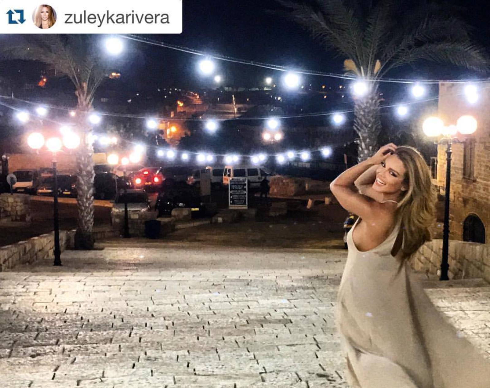 Zuleyka Rivera posted on Facebook: “Day One: Walking tour of old Jaffa & a delicious Mediterranean feast!” Photo via Facebook