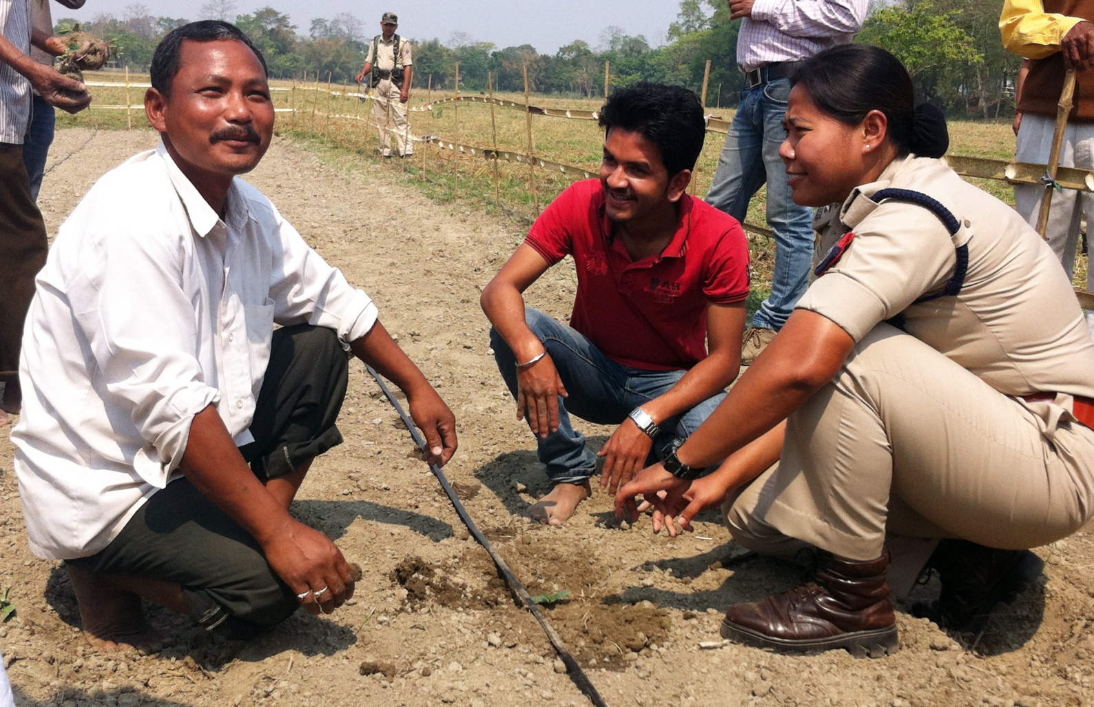 Mising farmers learning to use Israeli drip-irrigation methods. Photo courtesy of Gili Navon