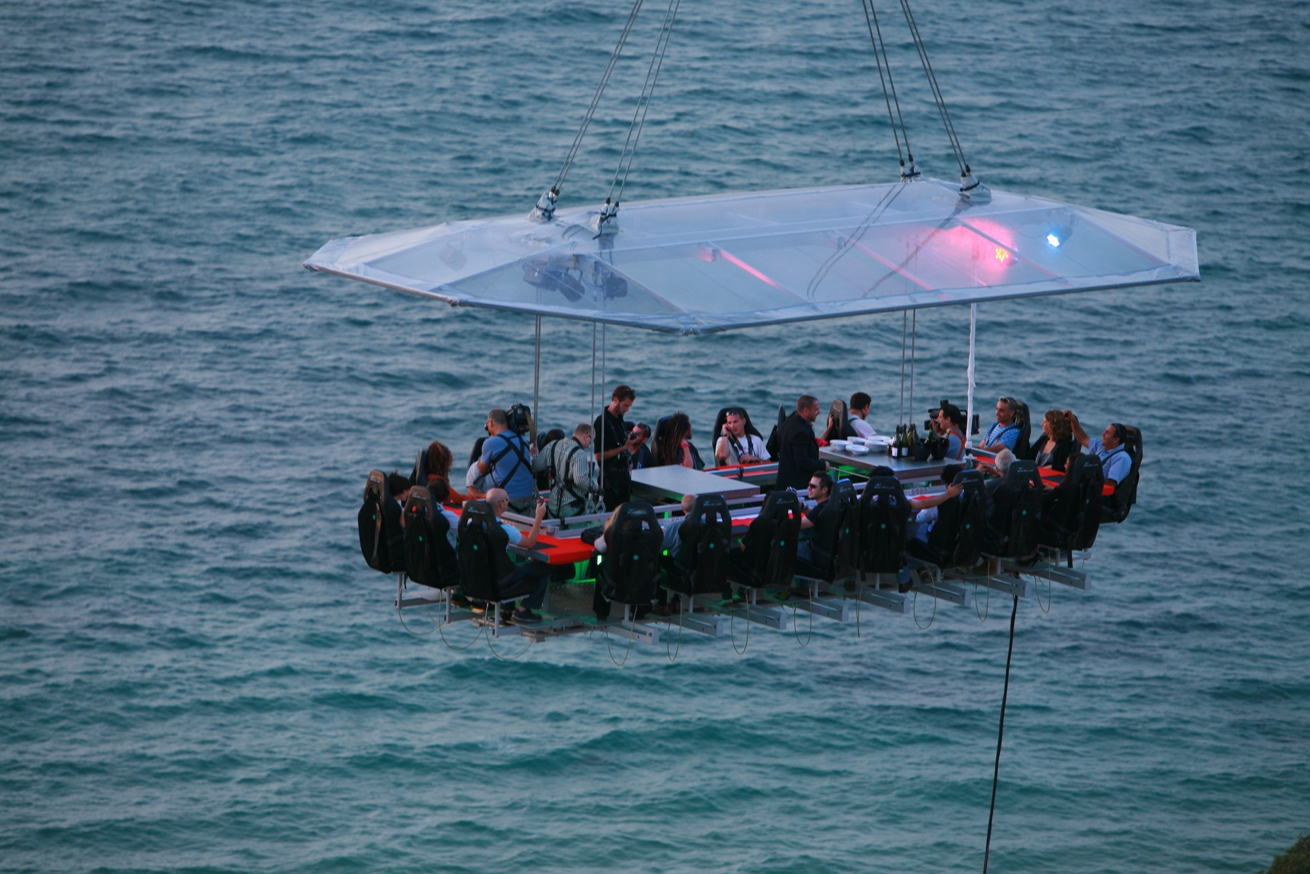 Dinner in the Sky. Photo via Diners Dinner in the Sky. Photo via Diners