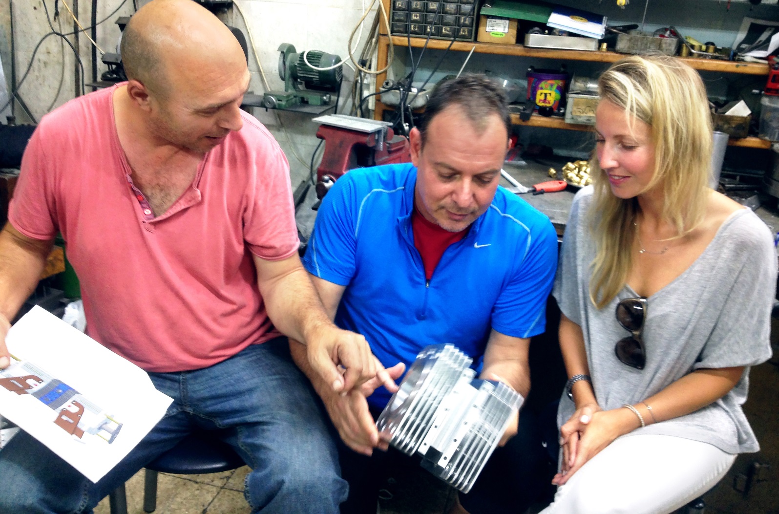 CTO Shaul Yaakoby, CMO Gal Fridman and Director of Business Development Maya Gonik with the Aquarius engine. Photo: courtesy