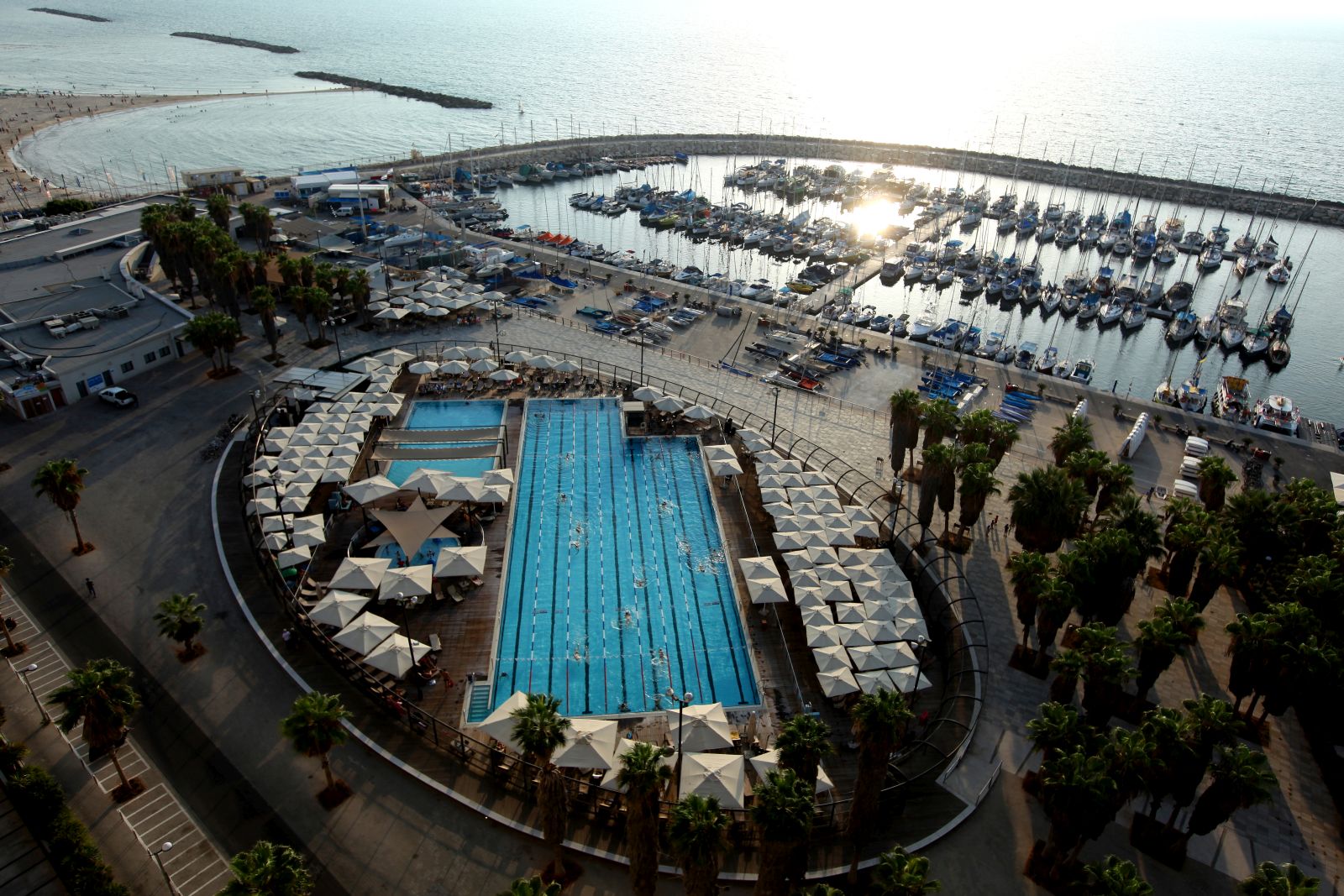 Overview of the Gordon swimming pool at the Tel Aviv beach. Photo by Moshe Shai/FLASH90