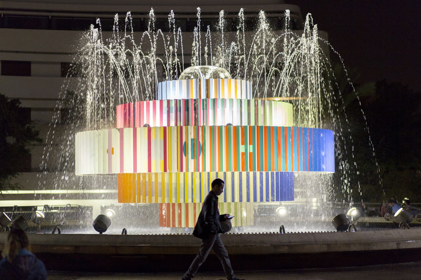 Artist Yaacov Agam designed the Fire & Water Fountain in Tel Aviv's Dizengoff Square. Photo by Linneah Anders