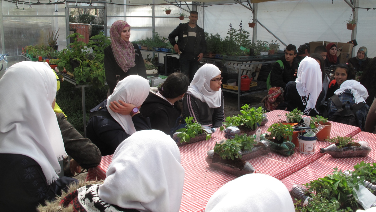 Arab Jerusalem teens learning about sustainable gardening at the Jerusalem Botanical Gardens. Photo: courtesy
