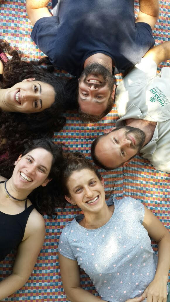 The hub’s staff, from top clockwise: David Mendelbaum, Maayan Shiri, Lior Gottesman, Adi Bar-Yoseph, Nir Lahav. Photo courtesy of Jerusalem Botanical Gardens