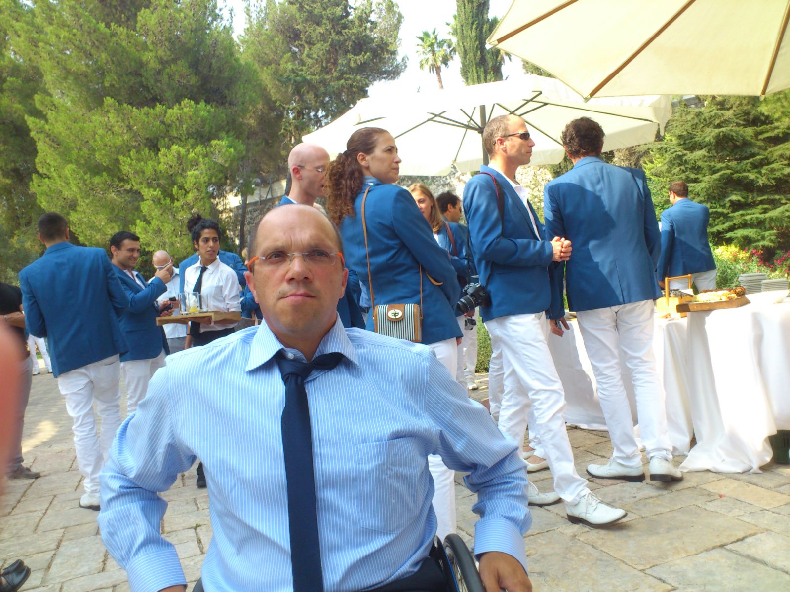 Shraga Weinberg and other Olympic athletes at the President’s Residence in Jerusalem. Photo: courtesy Shraga Weinberg and other Olympic athletes at the President’s Residence in Jerusalem. Photo: courtesy